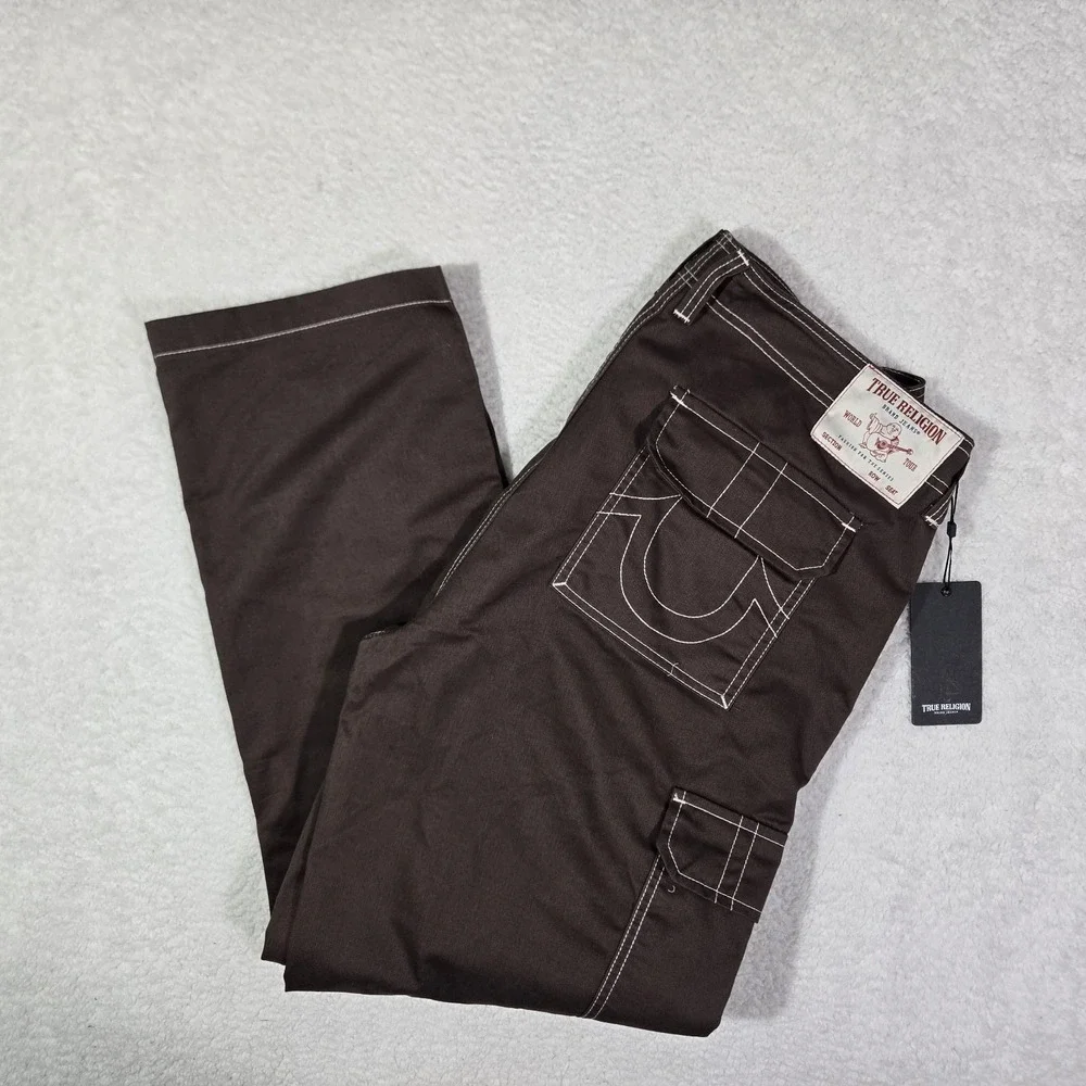 True Religion Jeans Mens Bracken Brown Bobby Baggy Cargo Pants Mens 36x31 $164